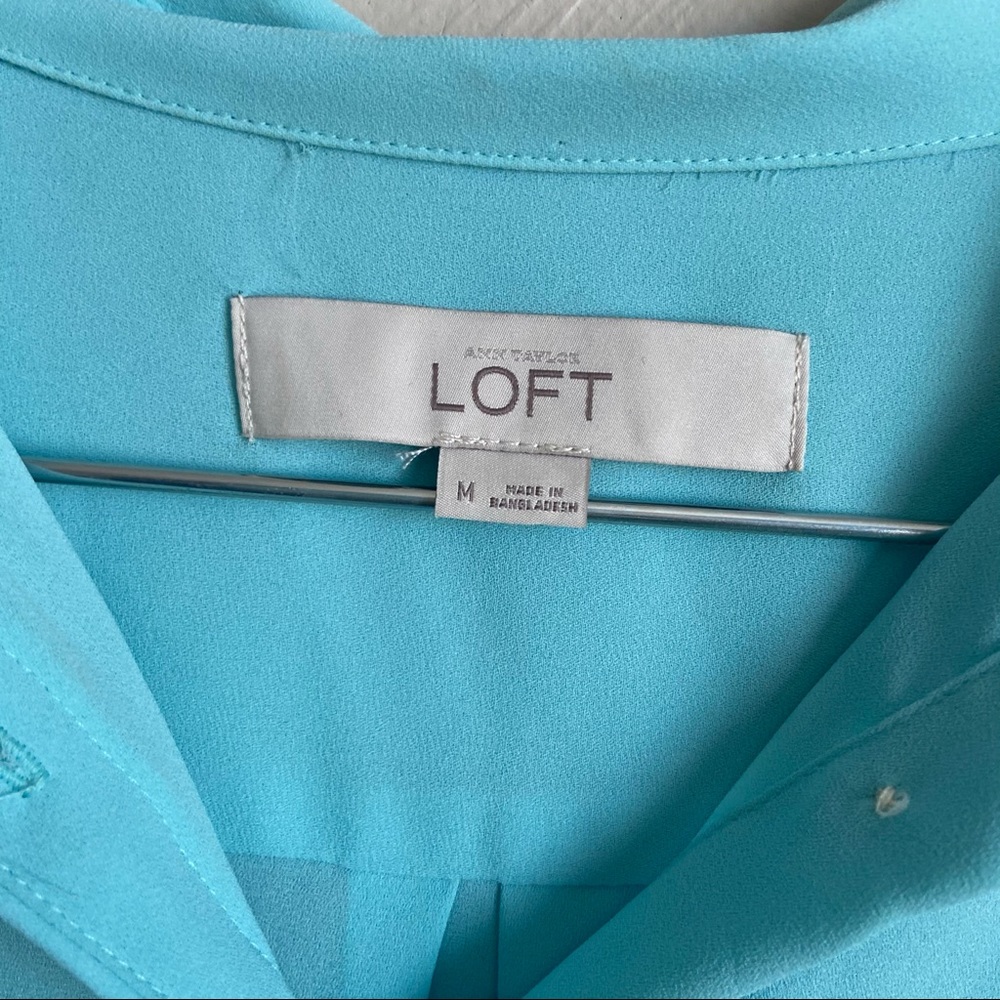Loft Button Down Teal Blouse - Picture 3 of 7